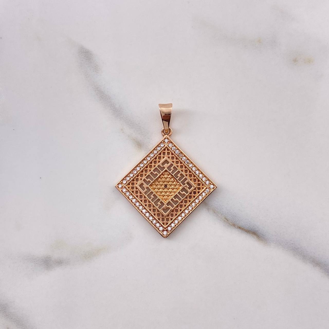 Pendant Rhombus 7.35gr / 4.2cm / White Zircons Rose Gold $