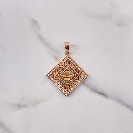 Pendant Rhombus 7.35gr / 4.2cm / White Zircons Rose Gold $