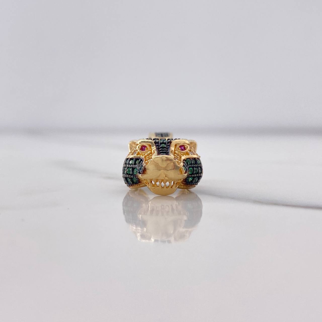 Pendant Panther 5.3gr / 2.5cm / White Green Fuchsia Zircons Yellow Gold $