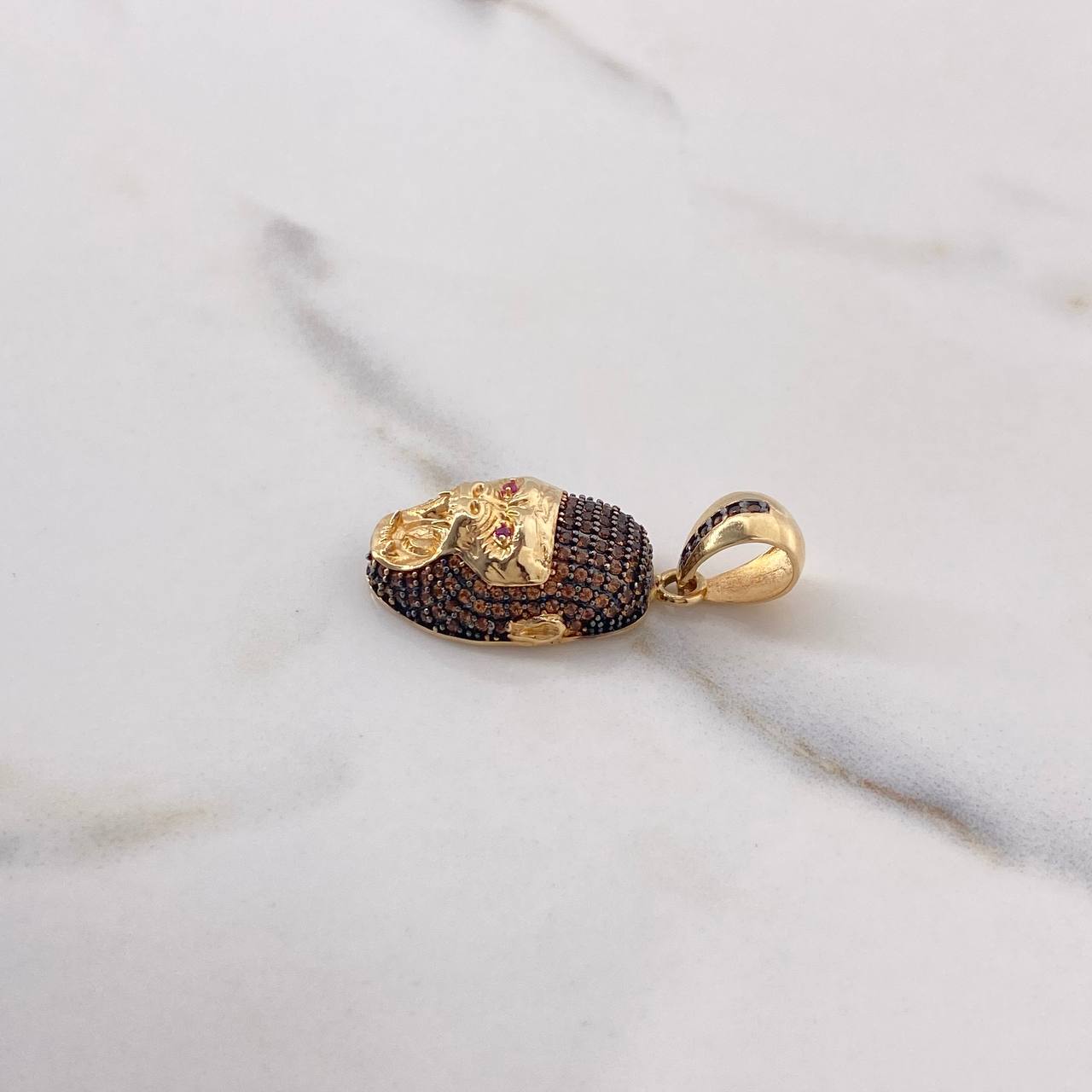 Pendant Gorilla 4.15gr / 3.2cm / Brown Fuchsia Zircons Yellow Gold $