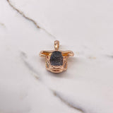 Pendant Bull 16.05gr / 4.2cm / Fuchsia Black Zircons Rose Gold $