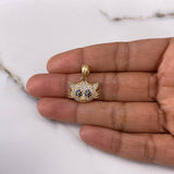 Pendant Cat 3.5gr / 2cm / White Blue Black Zircons Yellow Gold $