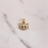 Pendant Cat 3.5gr / 2cm / White Blue Black Zircons Yellow Gold $