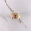 Virgin Guadalupe Ring 10.9gr / Size 10 / Green and Fuchsia Zircons Three Golds