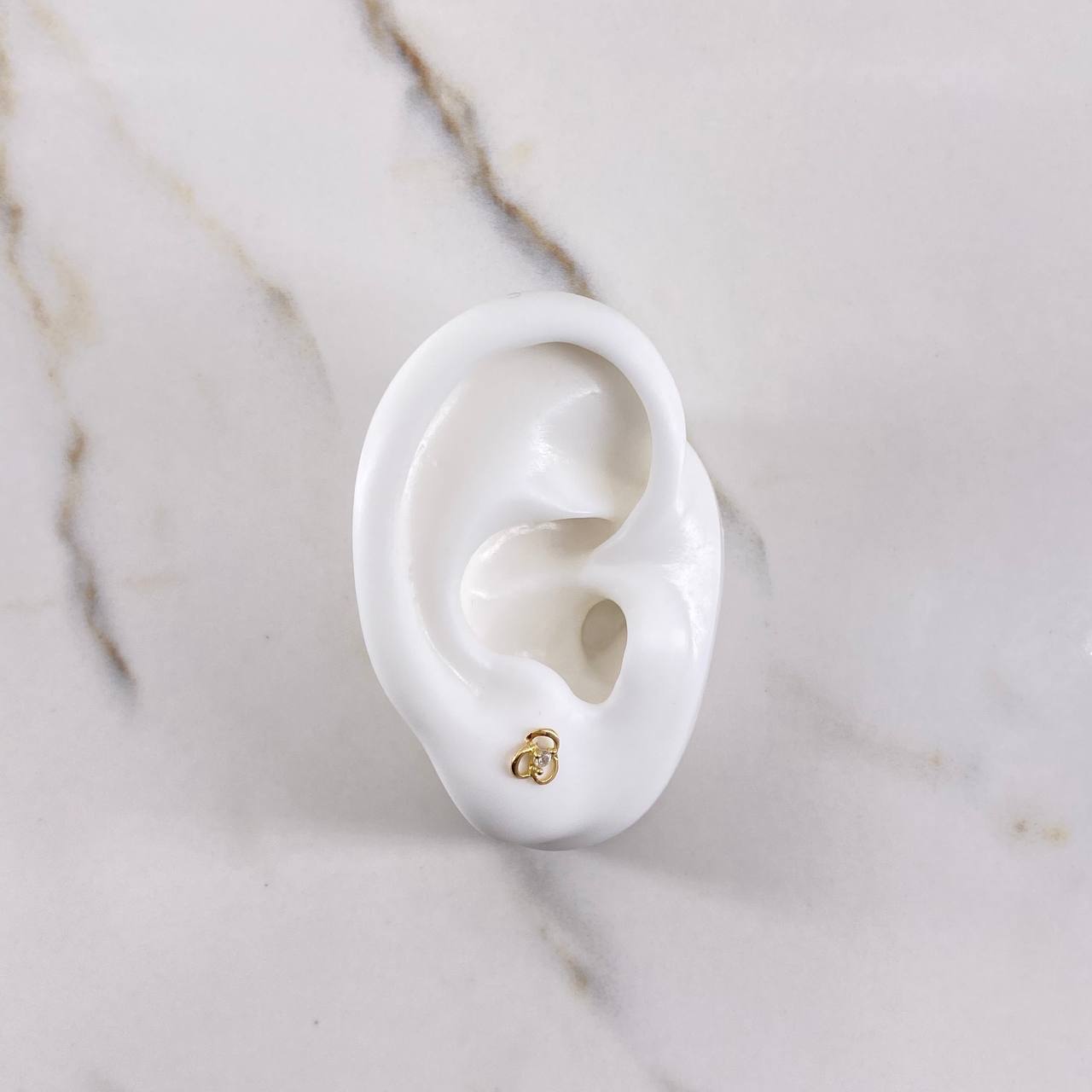 Stud Earrings Tres Aros 0.65gr / White Zircon Yellow Gold $