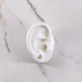 Stud Earrings Tres Aros 0.65gr / White Zircon Yellow Gold $