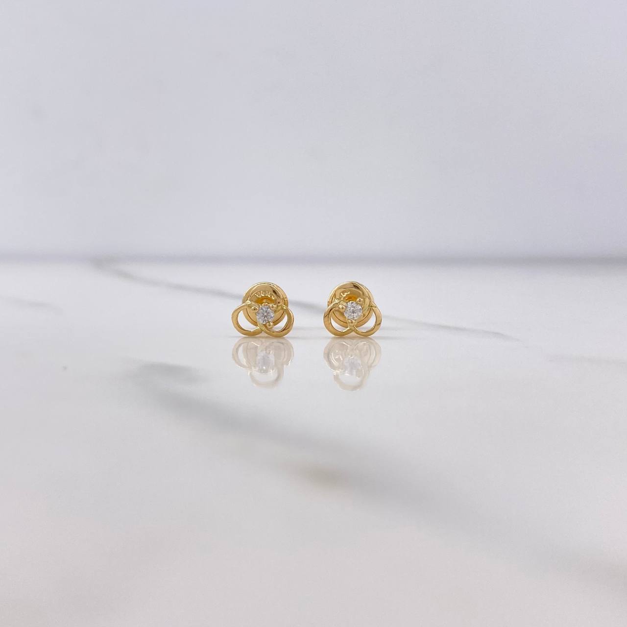 Stud Earrings Tres Aros 0.65gr / White Zircon Yellow Gold $