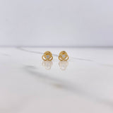 Stud Earrings Tres Aros 0.65gr / White Zircon Yellow Gold $
