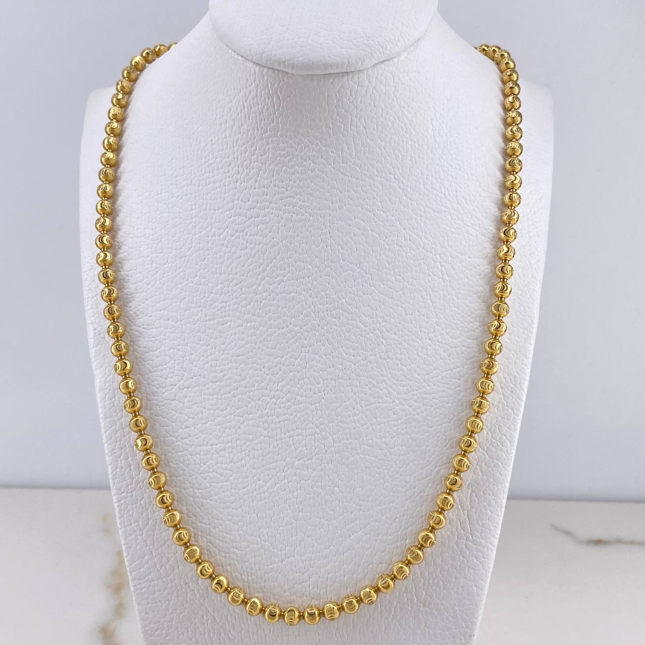 Cadena Militar 33gr / 70cm / 3.75mm Bolas Diamantadas Luna Oro Amarillo +3 $