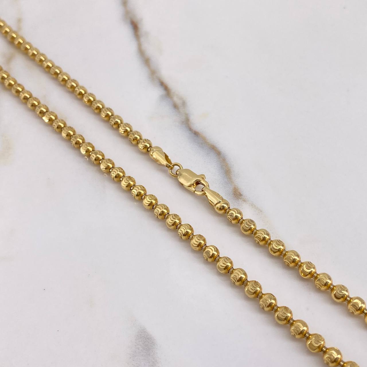 Cadena Militar 33gr / 70cm / 3.75mm Bolas Diamantadas Luna Oro Amarillo +3 $