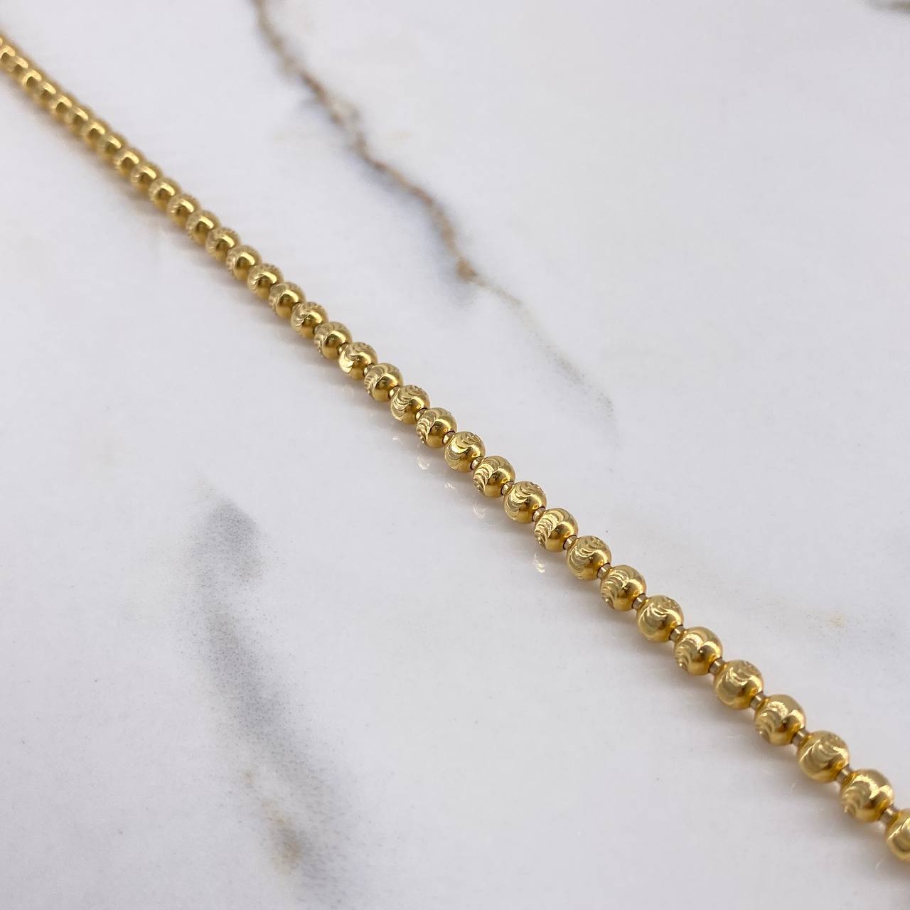 Cadena Militar 33gr / 70cm / 3.75mm Bolas Diamantadas Luna Oro Amarillo +3 $