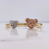 Bracelet Hug Bears 7.7gr / 16cm / White Black Zircons Three Golds &