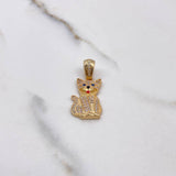 Pendant Cat 3.35gr / 3cm / White Blue Zircons Yellow Gold $