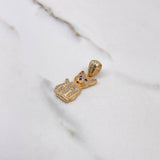 Pendant Cat 3.35gr / 3cm / White Blue Zircons Yellow Gold $