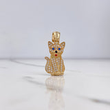 Pendant Cat 3.35gr / 3cm / White Blue Zircons Yellow Gold $