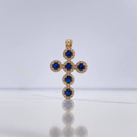 Dije Cruz Tupida 4.2gr / 3.8cm / Circones Blancos Azules Oro Amarillo $