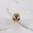 Frog Ring 8.4gr / T6 1/2 / Green Fuchsia Zircons Yellow Gold &