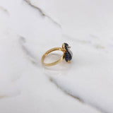 Articulated Penguin Ring 4.9gr / Size 7 3/4 / White and Black Zircons Two Yellows White Gold &