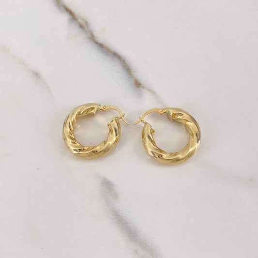 Hoop Earrings Earrings 4.9gr / 2.5cm / Twisted Yellow Gold &