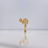 Elephant Ring 7.55gr / Size 8 1/4 / White, Green, Fuchsia, Black Zircons Yellow Gold $