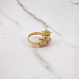 Elephant Ring 7.55gr / Size 8 1/4 / White, Green, Fuchsia, Black Zircons Yellow Gold $
