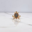 Turtle Ring 4gr / T5 1/2 / Articulated Fuchsia Green Blue Zircons Yellow Gold &