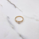 Ring Solitaire 1.95gr / Size 6 3/4 / White Zircons Yellow Gold $