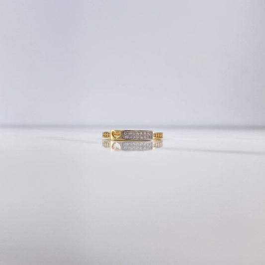 Heart Silhouette Ring 2.15gr / Size 6 1/4 / White Zircons Two Yellow and White Gold $