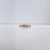 Heart Silhouette Ring 2.15gr / Size 6 1/4 / White Zircons Two Yellow and White Gold $