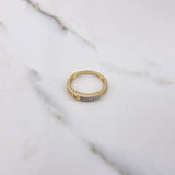 Heart Silhouette Ring 2.15gr / Size 6 1/4 / White Zircons Two Yellow and White Gold $