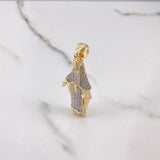 Pendant Miraculous Virgin 7.55gr / 5.2cm / White and Blue Zircons Two Yellow and White Golds $