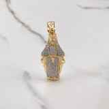 Pendant Miraculous Virgin 7.55gr / 5.2cm / White and Blue Zircons Two Yellow and White Golds $