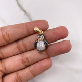 Pendant Penguin 3.8gr / 2.7cm / White and Black Zircons Two Yellow and White Golds $