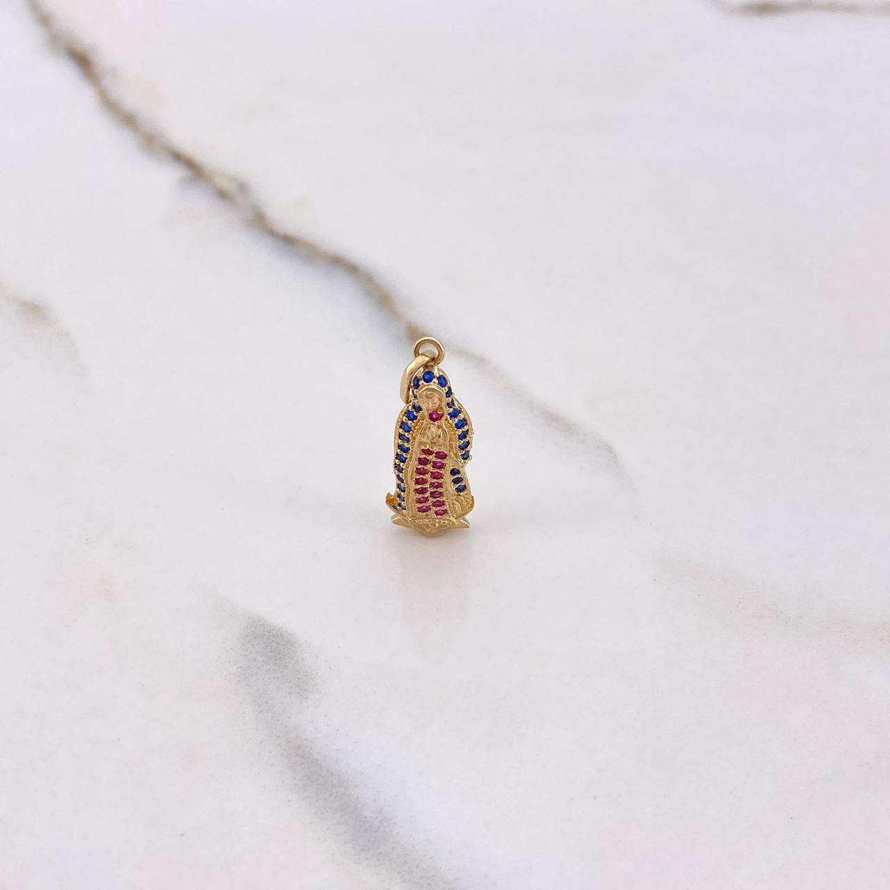 Dije Virgen Guadalupe 1.65gr / 2.7cm / Circones Azules Fucsias Oro Amarillo &