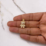 Pendant Bear 3.45gr / 2.5cm / Blue White Zircons Yellow Gold &
