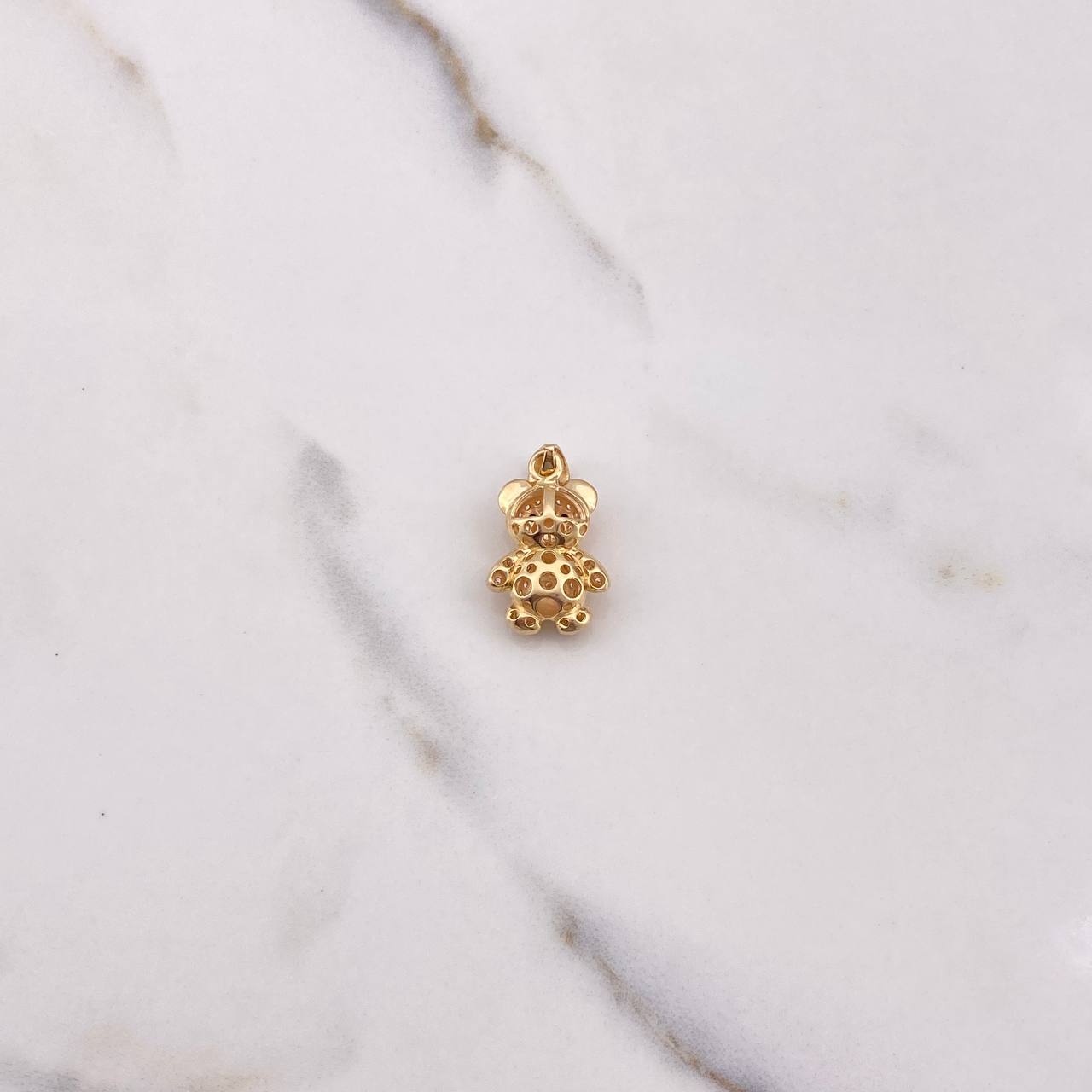 Pendant Bear 3.45gr / 2.5cm / Blue White Zircons Yellow Gold &