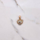 Pendant Bear Face 3.55gr / 2.6cm / White Black Green Zircons Three Golds $