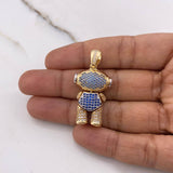 Pendant Astronaut 11.55gr / 3.8cm / White Blue Zircons Two Yellow White Golds (Offer) $