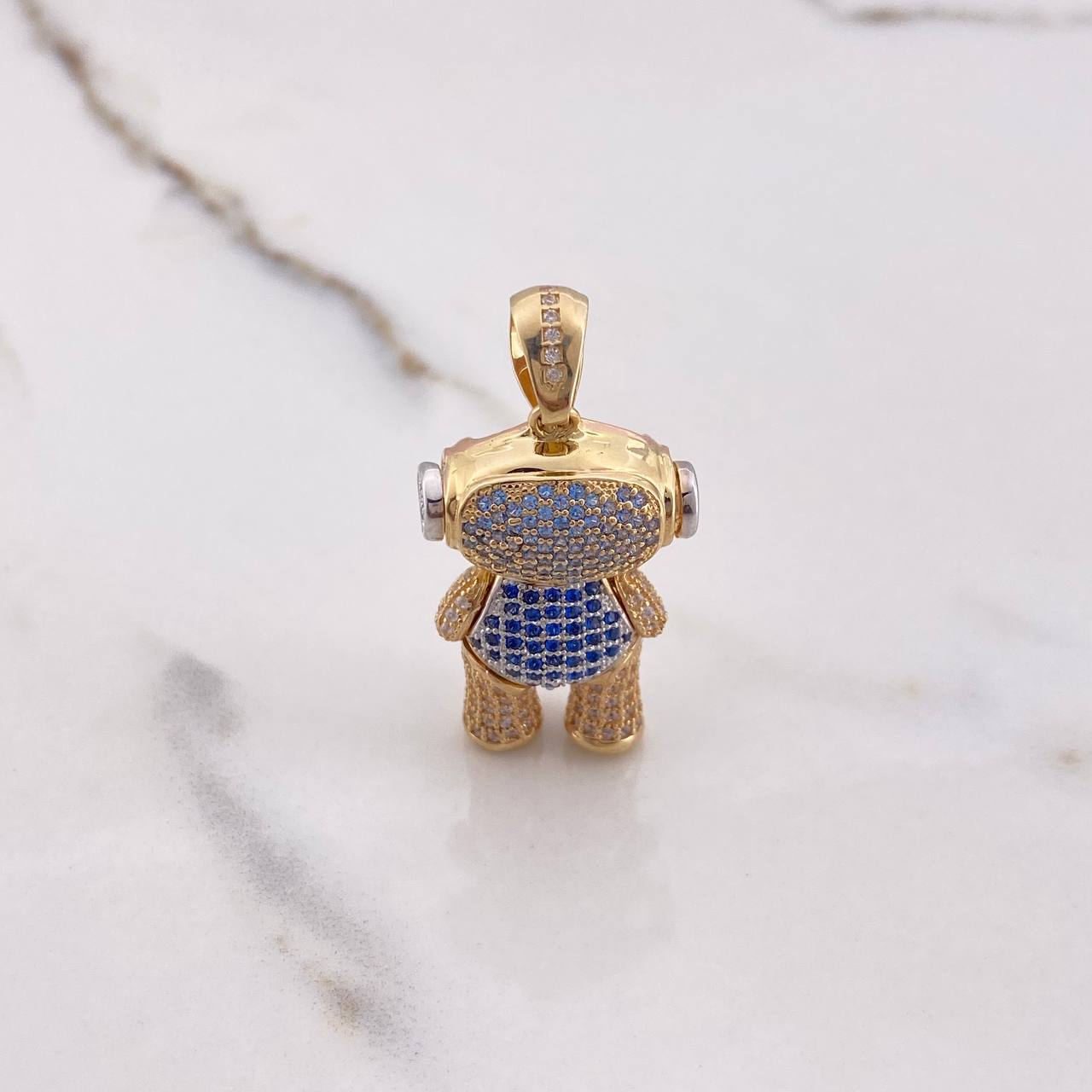 Pendant Astronaut 11.55gr / 3.8cm / White Blue Zircons Two Yellow White Golds (Offer) $