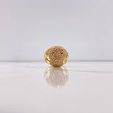 Hippo Ring 7.95gr / Size 8 1/4 / Pink and Black Zircons Yellow Gold &