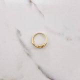 Three Hearts Ring 2.45gr / Size 7 1/4 / White Fuchsia Zircons Yellow Gold &