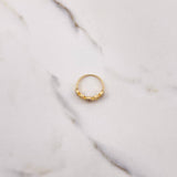 Hexagon Ring 2.55gr / T6 1/2 / White Fuchsia Zircons Yellow Gold &