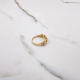 Hexagon Ring 2.55gr / T6 1/2 / White Fuchsia Zircons Yellow Gold &