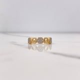 Hexagon Ring 2.7gr / T5 3/4 / White Zircons Two Yellow and White Golds &
