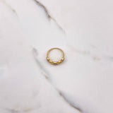 Hexagon Ring 2.7gr / T5 3/4 / White Zircons Two Yellow and White Golds &