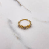 Hexagon Ring 2.7gr / T5 3/4 / White Zircons Two Yellow and White Golds &