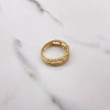 Hearts Ring 2.65gr / Size 6 1/2 / White Zircons Yellow Gold &