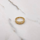 Hearts Ring 2.65gr / Size 6 1/2 / White Zircons Yellow Gold &
