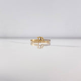 Iron Ring 1.75gr / Size 7 3/4 / White Zircons Two Yellow and White Golds &