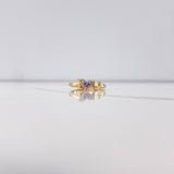 Ring I Love 1.75gr / Size 5 1/2 / Blue Fuchsia Zircons Two Yellow White Golds $